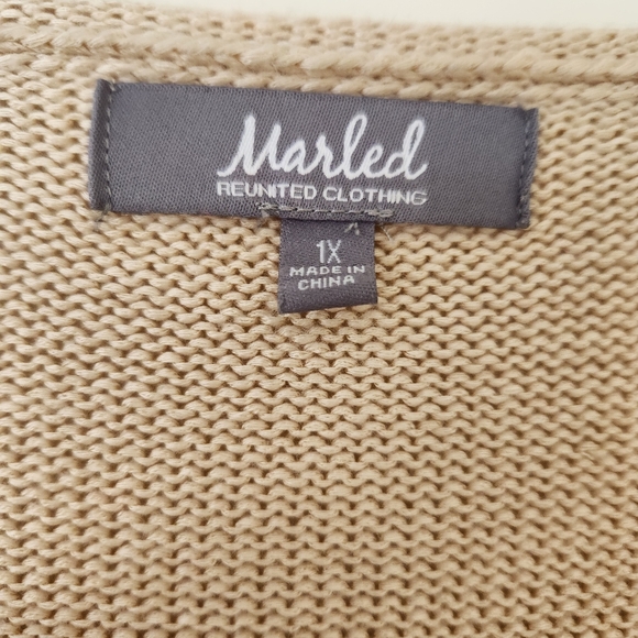Marled Summer Graphic Sweater Resort Tan Cute Beach Vacation Cruise Size 1X - Picture 8 of 17